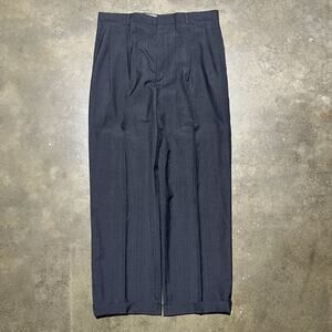 Vintage 80s Haggar Grey Pattern Wool Pleated Trousers 33x28